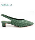 Bo Derek羅馬編織休閒尖頭低跟包鞋-綠