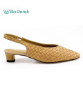 Bo Derek羅馬編織休閒尖頭低跟包鞋-杏