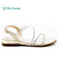 Bo Derek低調氣質鑽條繫帶涼鞋-米白