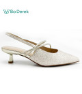 Bo Derek韓系閃亮尖頭鑽條瑪莉珍鞋-淺金
