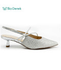 Bo Derek韓系閃亮尖頭鑽條瑪莉珍鞋-銀色