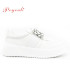 POYOULI方形鑽素雅厚底休閒鞋-白