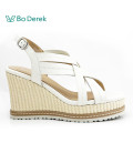 Bo Derek編織厚底質感造型增高涼鞋-米白