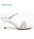 Bo Derek派對細閃兩穿高跟涼拖鞋-銀
