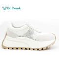 Bo Derek網布帶鑽厚底增高休閒鞋-米