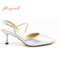 POYOULI高級奢華細閃尖頭高跟鞋-銀