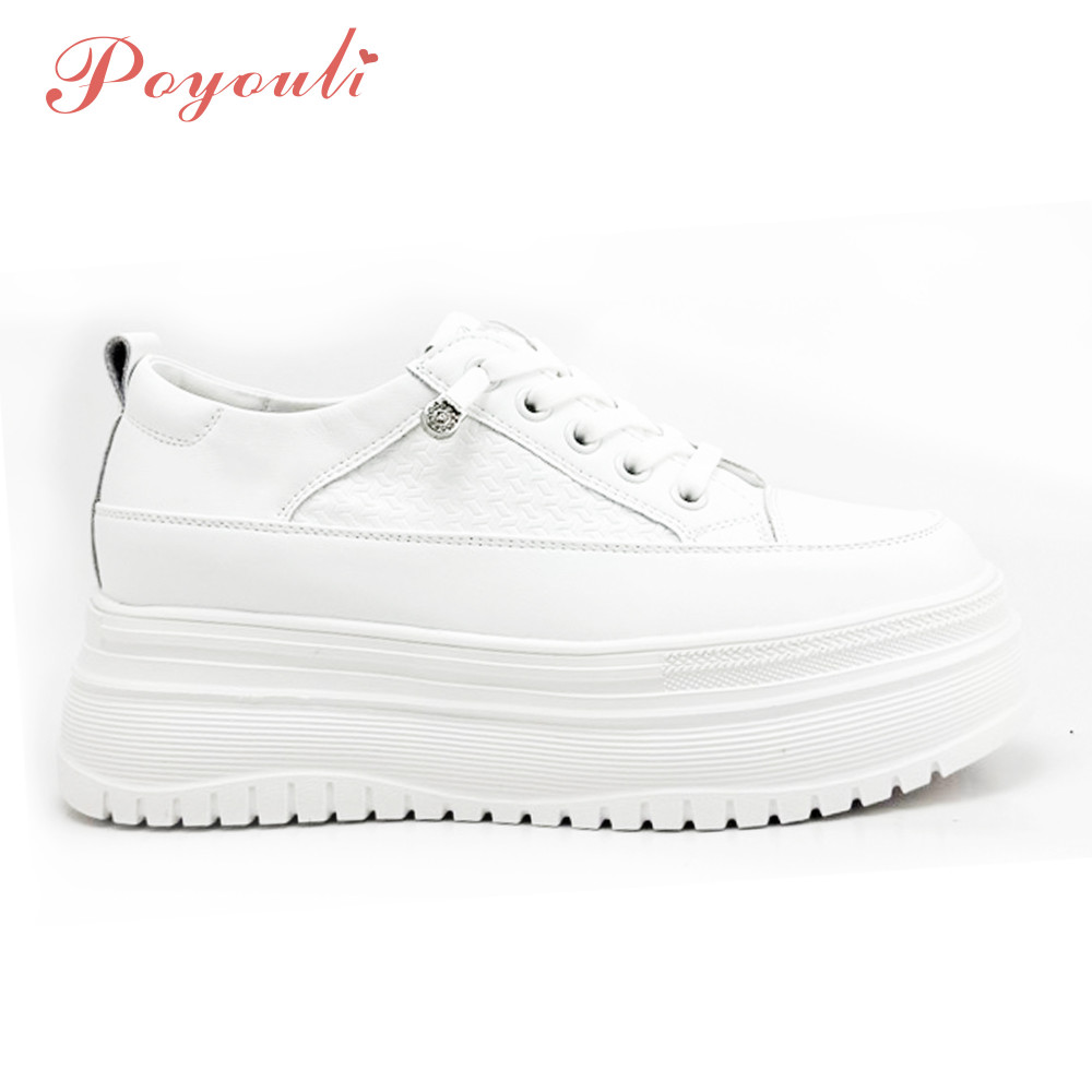 POYOULI素雅日常小標籤增高休閒鞋-白