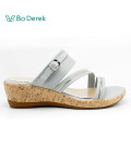 Bo Derek素雅簡約厚底涼拖鞋-灰藍