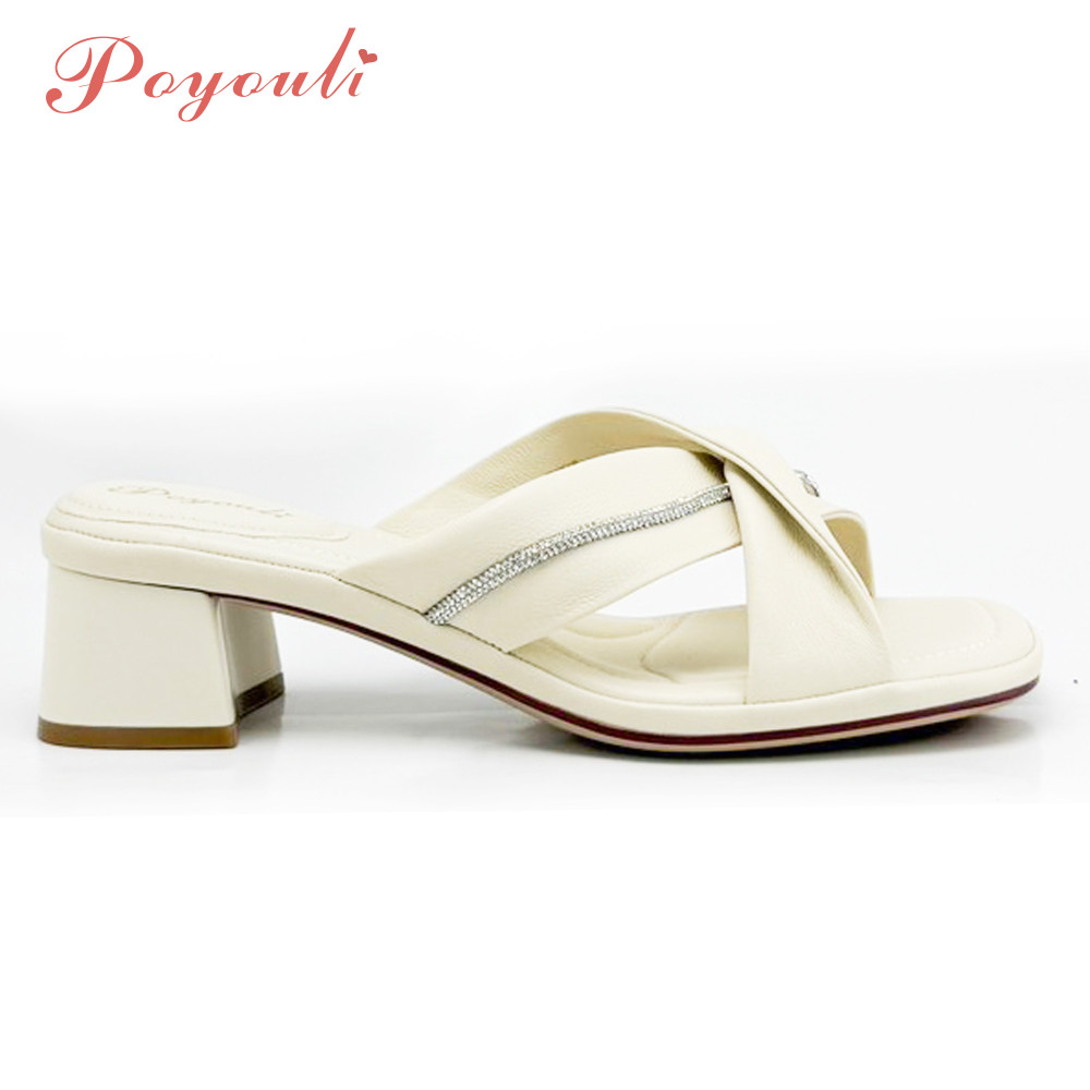 POYOULI低調知性方頭拖鞋-米白