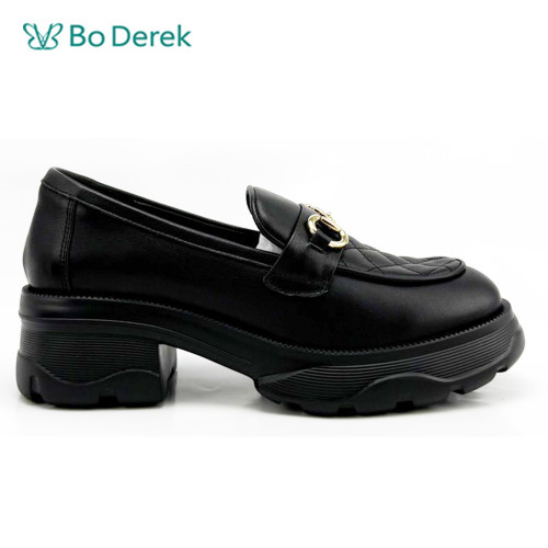 Bo Derek 知性菱格紋馬銜釦樂福鞋-黑