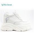 Bo Derek率性綁帶厚底增高休閒鞋-米白