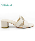 Bo Derek高級貴婦時尚方根拖鞋-米
