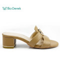 Bo Derek高級貴婦時尚方根拖鞋-卡其