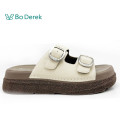 Bo Derek雙方扣造型素雅厚底拖鞋-米色