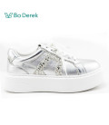Bo Derek高級ㄇ形裝飾後底增高休閒鞋-銀