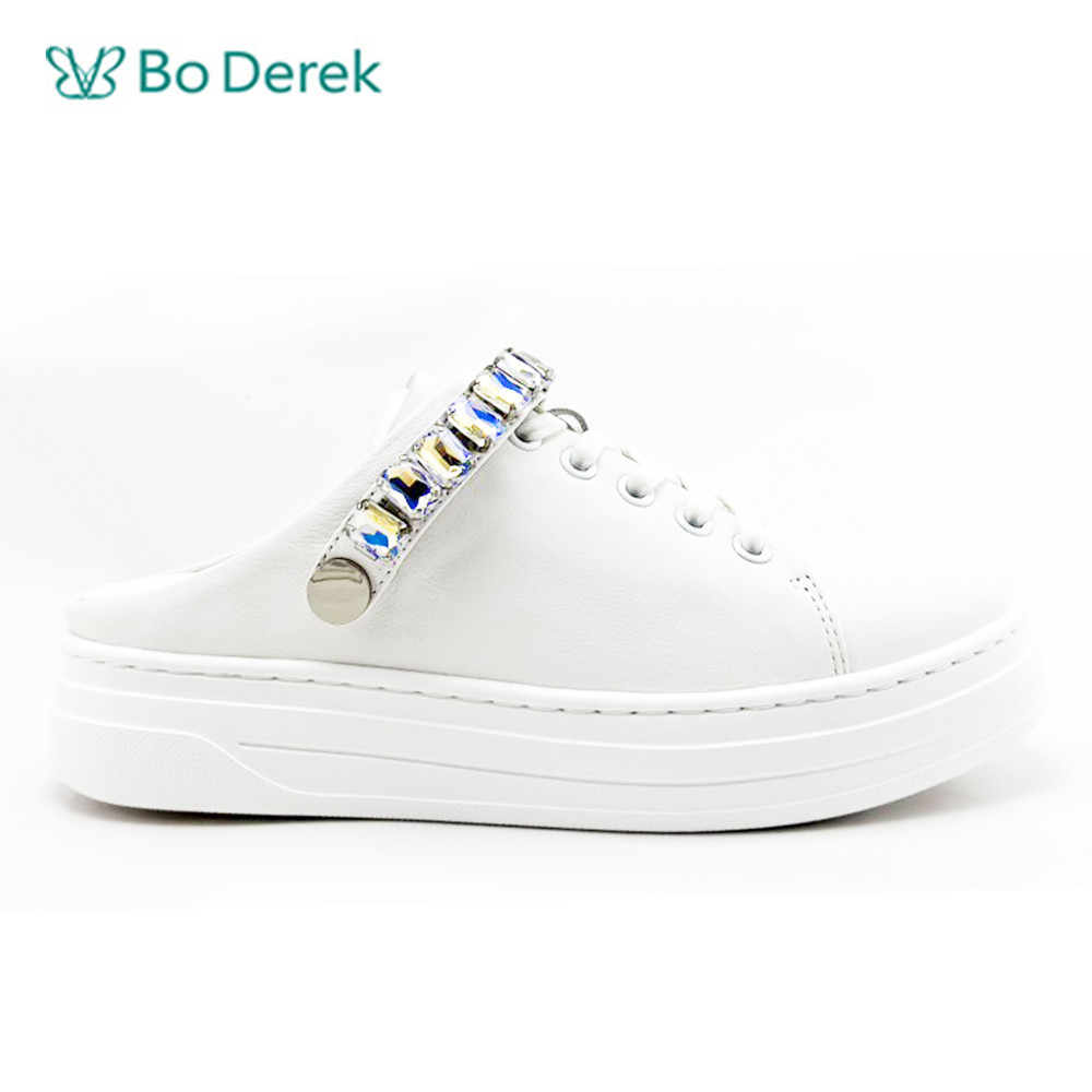 Bo Derek兩穿式圓頭帶鑽休閒鞋-米白