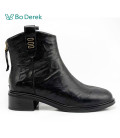 Bo Derek抓皺廢土風金環低跟短靴-黑