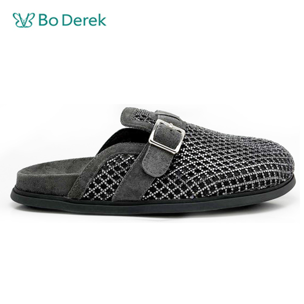 Bo Derek細閃高級銀方扣勃肯鞋-灰