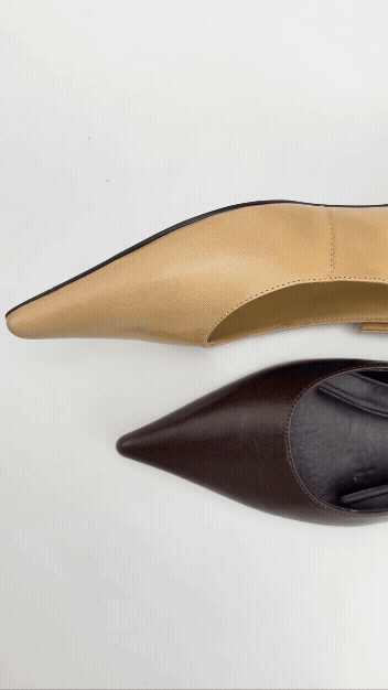 Bo Derek韓系素雅後編織尖頭鞋-咖啡