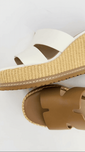 POYOULI韓系氣質厚底雙C增高拖鞋-米