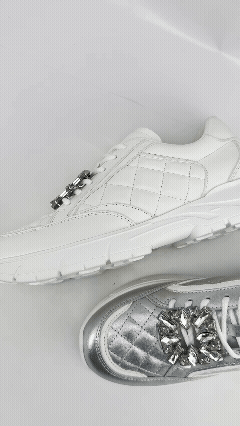 POYOULI方形鑽素雅厚底休閒鞋-白