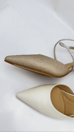 POYOULI氣質高級宴會尖頭中跟鞋-米白