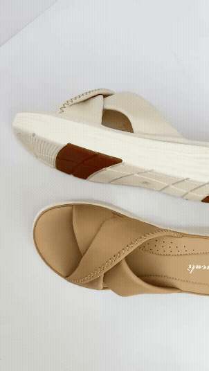 POYOULI簡單低調緞帶厚底拖鞋-杏