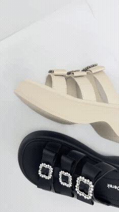 Bo Derek可愛韓系蝴蝶結厚底拖鞋-米