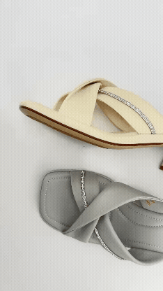 POYOULI低調知性方頭拖鞋-米白